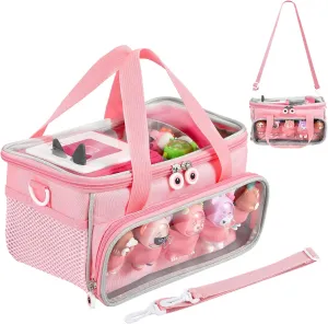 Carrying Case for Toniebox, Storage Carrier Bag for Tonie Characters with Shoulder Strap and Handle, Home Outdoor Hand Bag for Tonies Audio Player and Dolls (Pink)