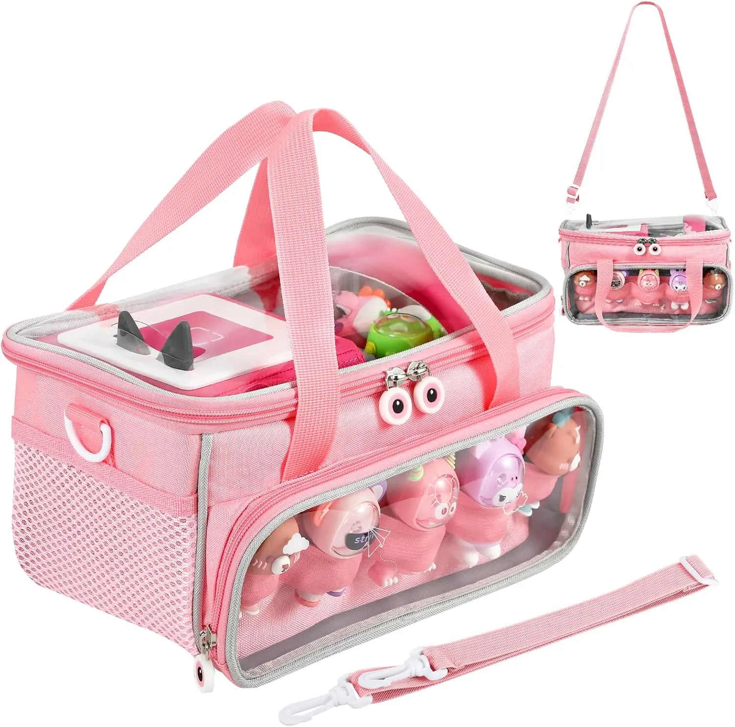 Carrying Case for Toniebox, Storage Carrier Bag for Tonie Characters with Shoulder Strap and Handle, Home Outdoor Hand Bag for Tonies Audio Player and Dolls (Pink)