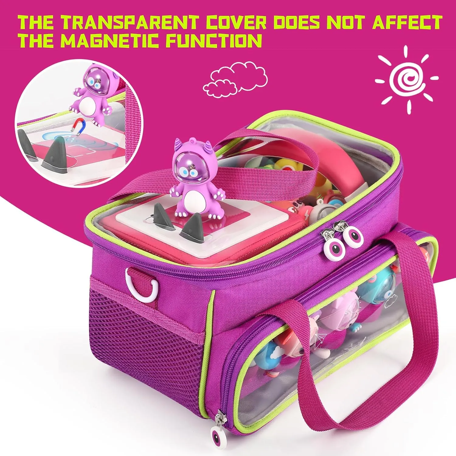 Carrying Case for Toniebox, Storage Carrier Bag for Tonie Characters with Shoulder Strap and Handle, Home Outdoor Hand Bag for Tonies Audio Player and Dolls (Purple)