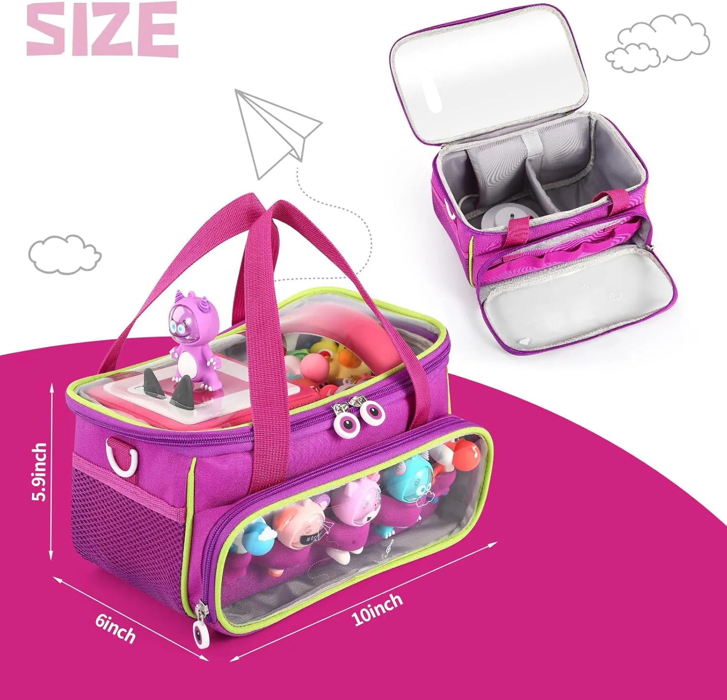 Carrying Case for Toniebox, Storage Carrier Bag for Tonie Characters with Shoulder Strap and Handle, Home Outdoor Hand Bag for Tonies Audio Player and Dolls (Purple)
