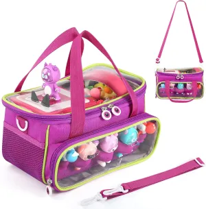 Carrying Case for Toniebox, Storage Carrier Bag for Tonie Characters with Shoulder Strap and Handle, Home Outdoor Hand Bag for Tonies Audio Player and Dolls (Purple)