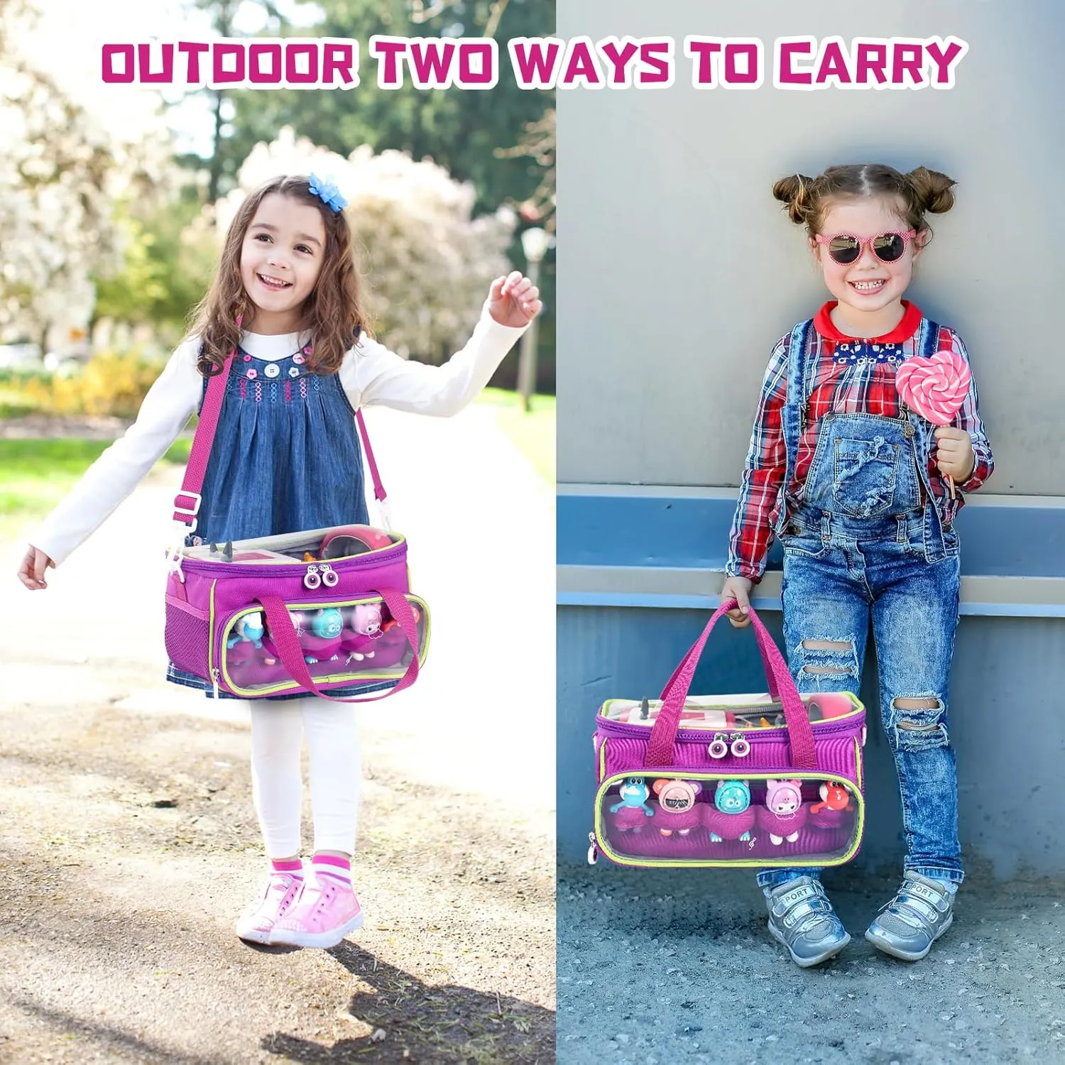 Carrying Case for Toniebox, Storage Carrier Bag for Tonie Characters with Shoulder Strap and Handle, Home Outdoor Hand Bag for Tonies Audio Player and Dolls (Purple)