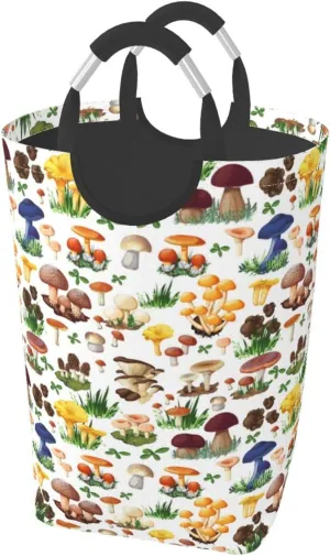 Cartoon Mushroom Fungus Extra-Large Capacity Foldable Laundry Basket - 50l Foldable Storage Bag With Oxford Fabric And Reinforced Handles