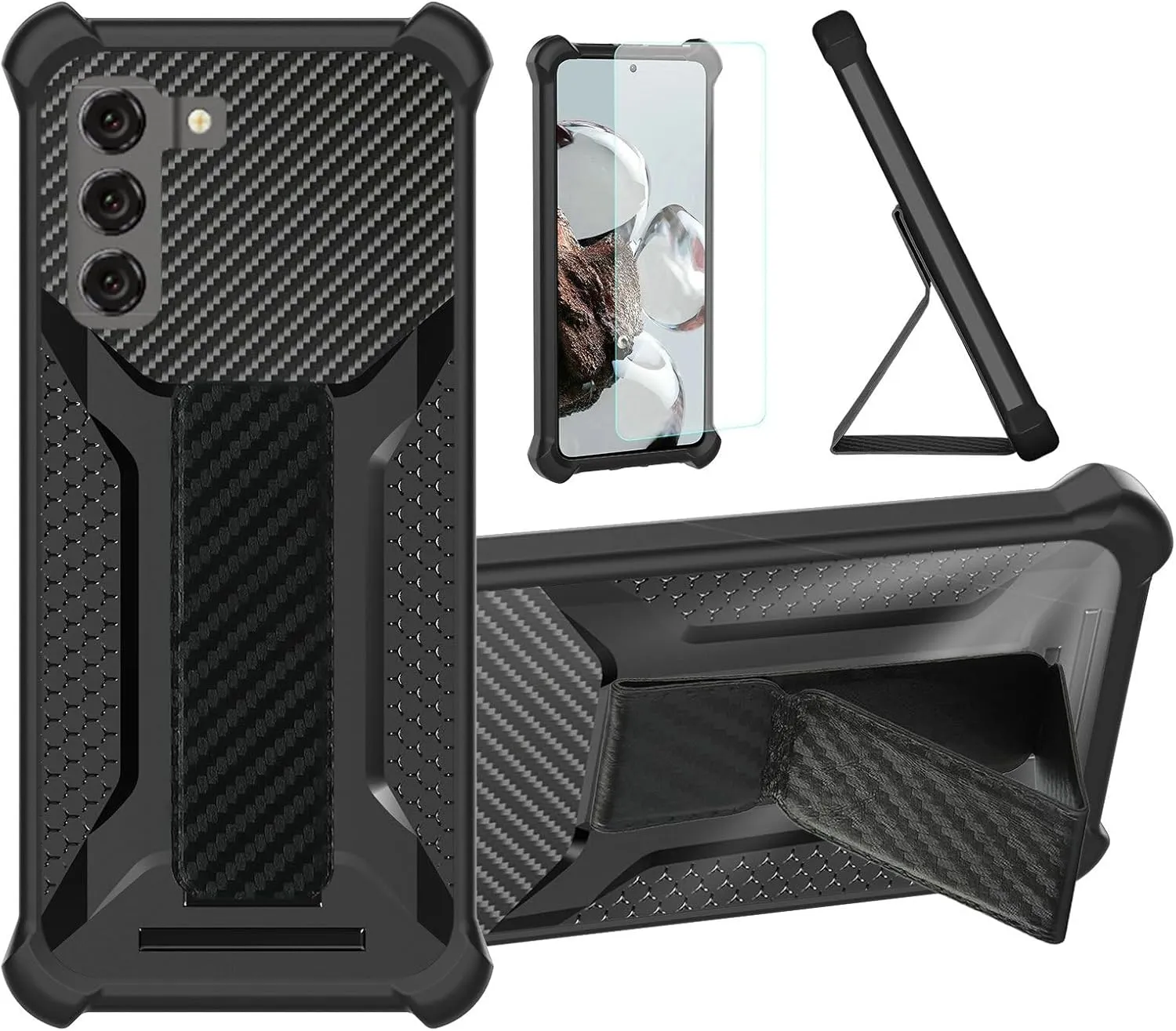 Case Compatible for Sky Devices Elite B63 Phone Case Cover [with Tempered Glass Screen Protector] Hybrid Case [Folding Support Magnetic] [Frosted Anti-Fingerprint] Black