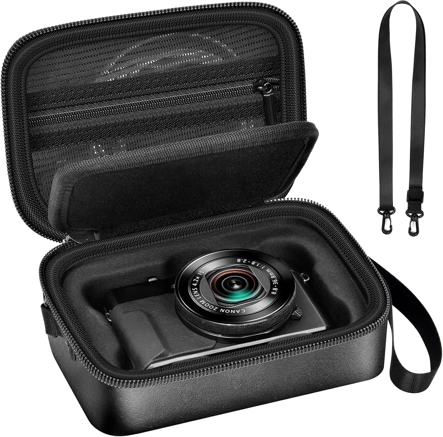 Case for Canon PowerShot G7X Mark III/ Mark II/ SX740/SX720 4K Digital Camera, Point and Shoot Vlogging Camera Bag With Padded Divider Holds SD Cards. Strap is Attached for Travel-Black(Box Only)