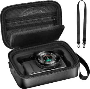 Case for Canon PowerShot G7X Mark III/ Mark II/ SX740/SX720 4K Digital Camera, Point and Shoot Vlogging Camera Bag With Padded Divider Holds SD Cards. Strap is Attached for Travel-Black(Box Only)
