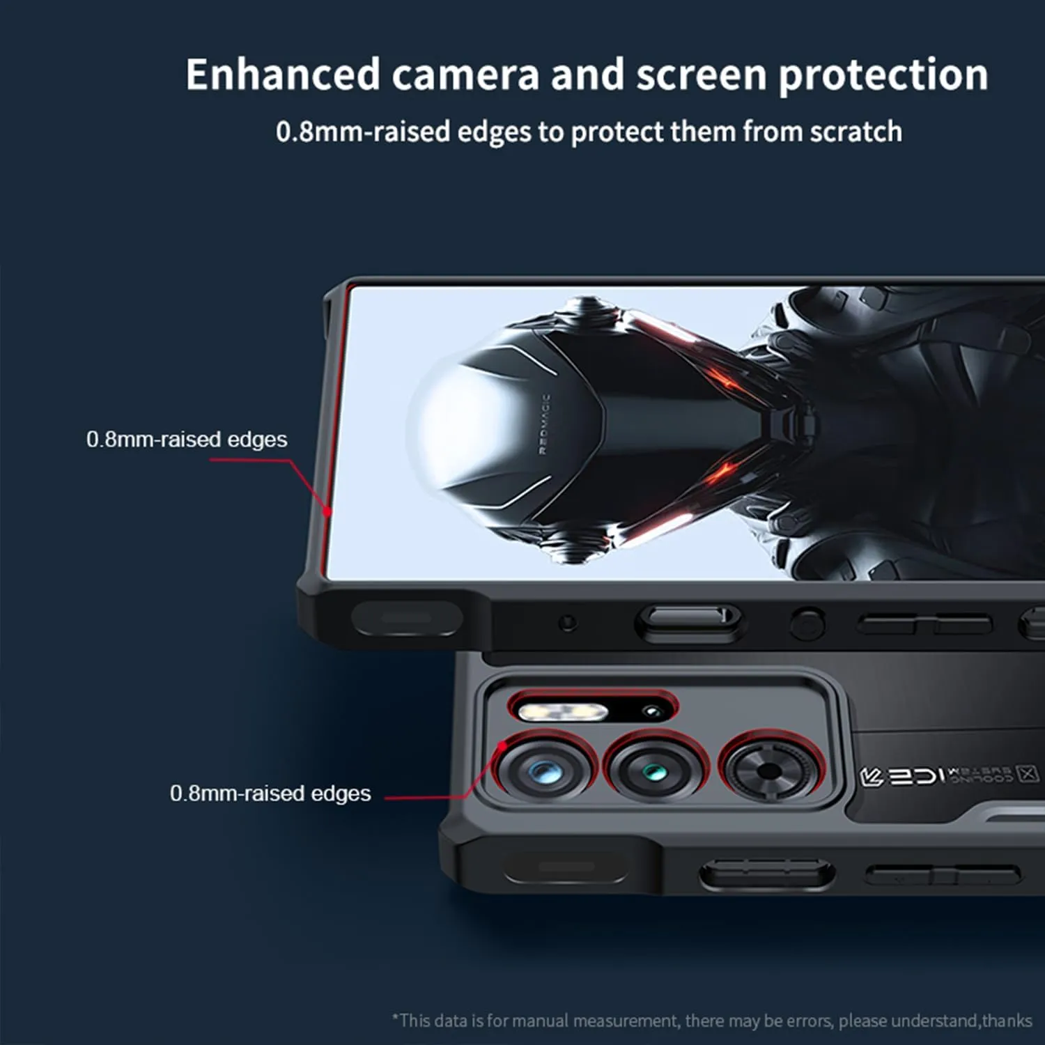 Case for ZTE Nubia Red Magic 10 Pro / 10 Pro  Case with Ring Stand Holder, Soft TPU Bumper   Acrylic Back Military Grade Airbags Shookproof Drop Protection[1 Tempered Film],Stand Black