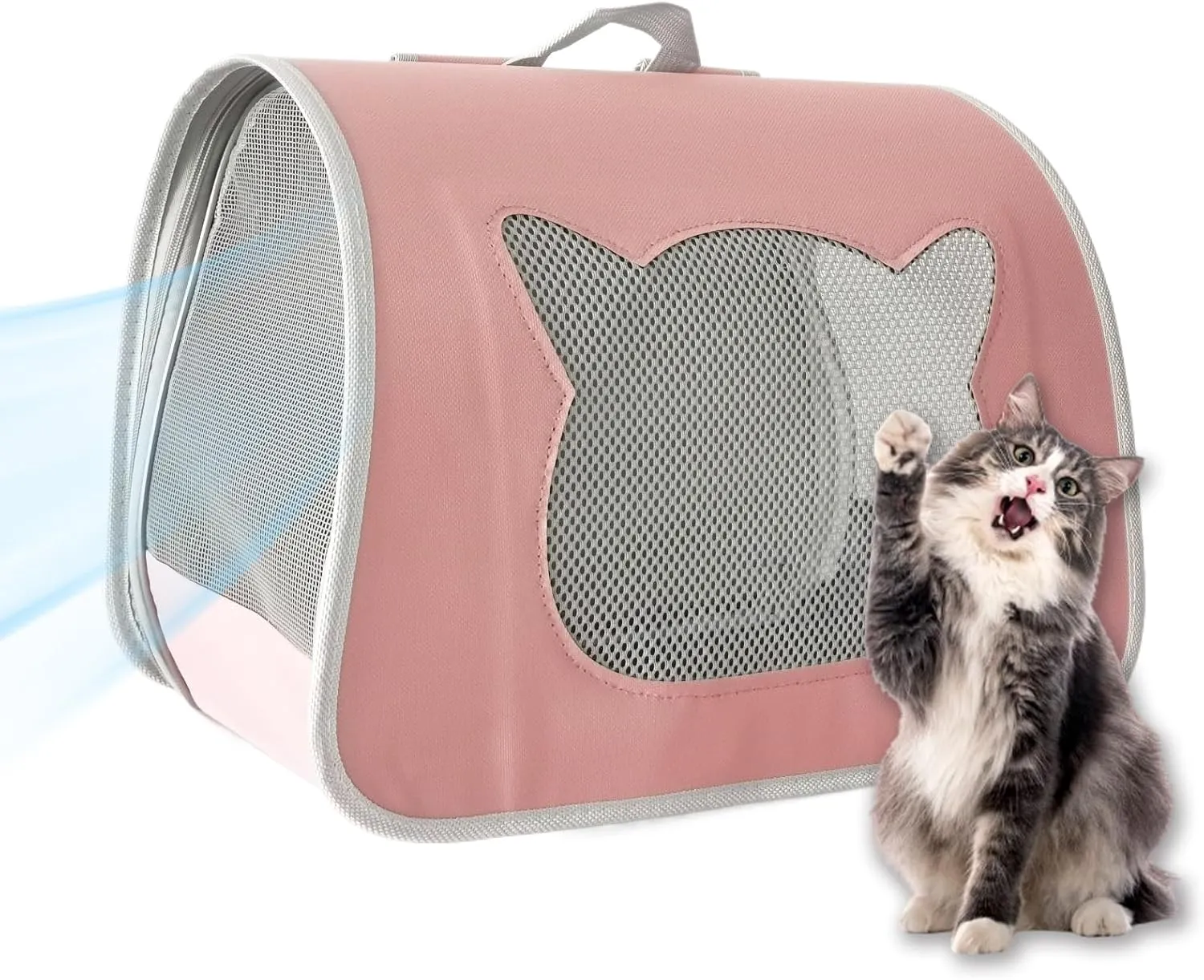 Cat Backpack Carrier, Small Dog Traveler Carrier Backpack for Medium Large Cats, Foldable Ventilated Backpack with Thick Shoulder Strap, Airline Approved, Hiking (12lb) (Pink)