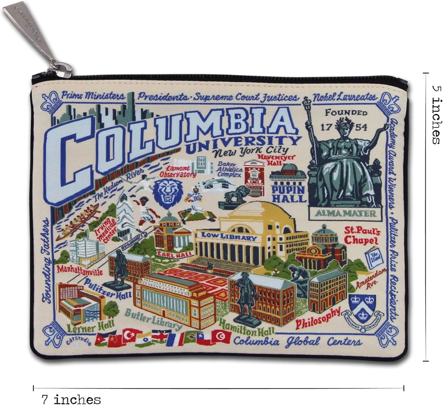 Catstudio Collegiate Zipper Pouch, Columbia University Travel Toiletry Bag, Ideal Gift for Alumni, Makeup Bag, or Travel Purse
