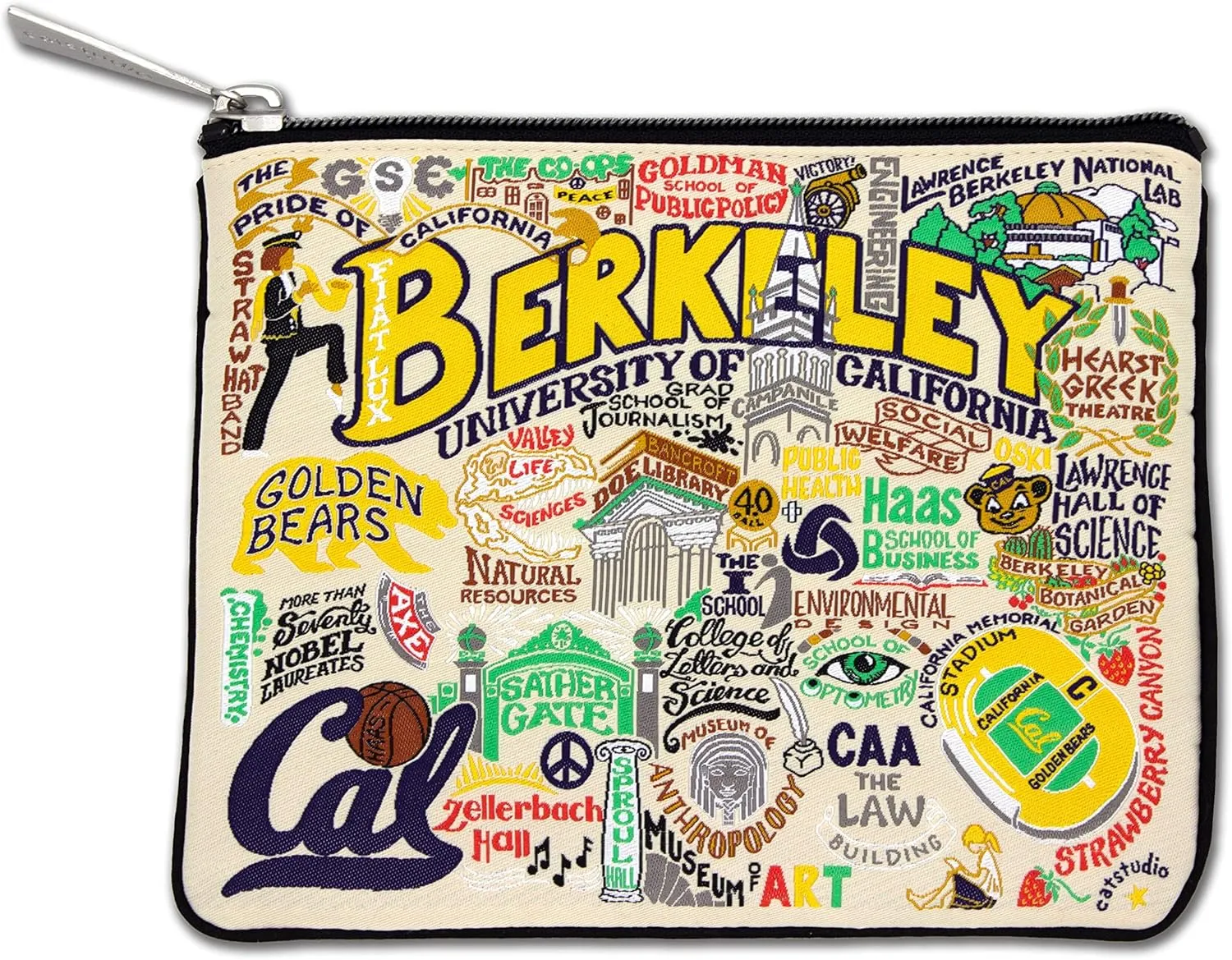 Catstudio Collegiate Zipper Pouch, UC Berkeley Travel Toiletry Bag, Ideal Gift for Alumni, Makeup Bag, Dog Treat Pouch, or Travel Purse