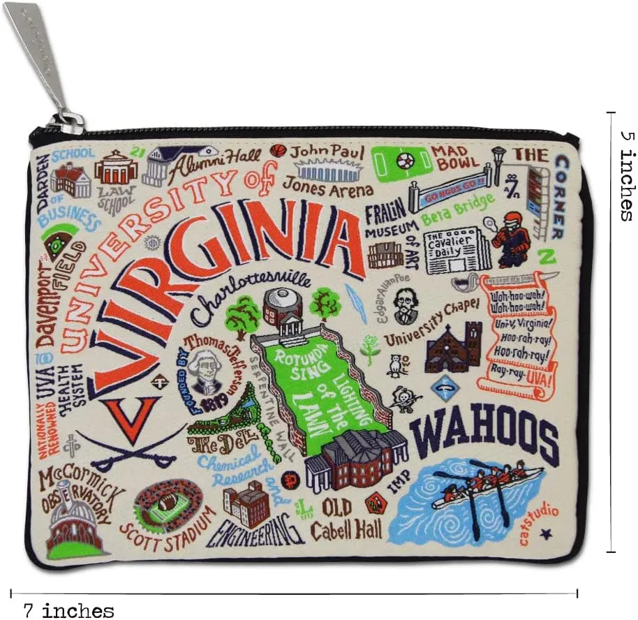 Catstudio University of Virginia Collegiate Zipper Pouch Purse | Holds Your Phone, Coins, Pencils, Makeup, Dog Treats, & Tech Tools