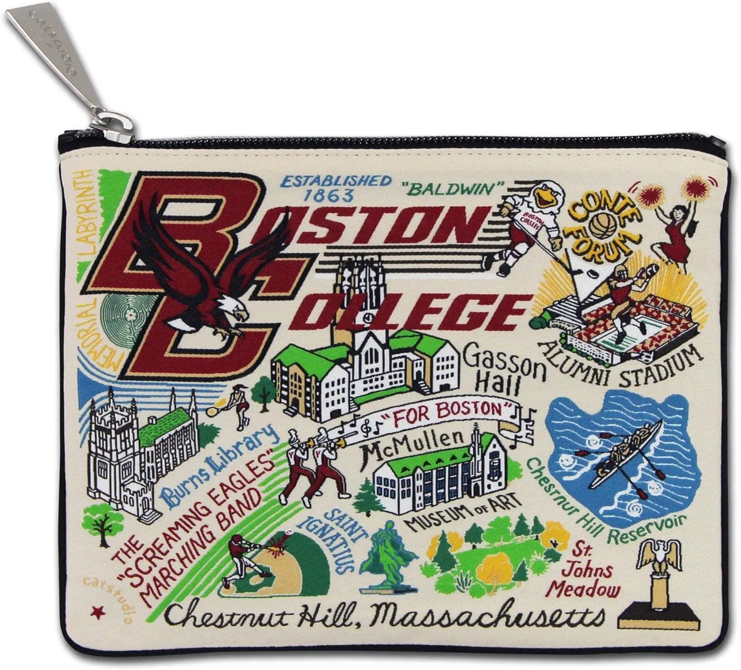 Catstudio Zipper Pouch, Boston College Travel Toiletry Bag, 5 x 7", Ideal Makeup Bag, Dog Treat Pouch, or Purse to Organize Supplies for Grads & Alumni