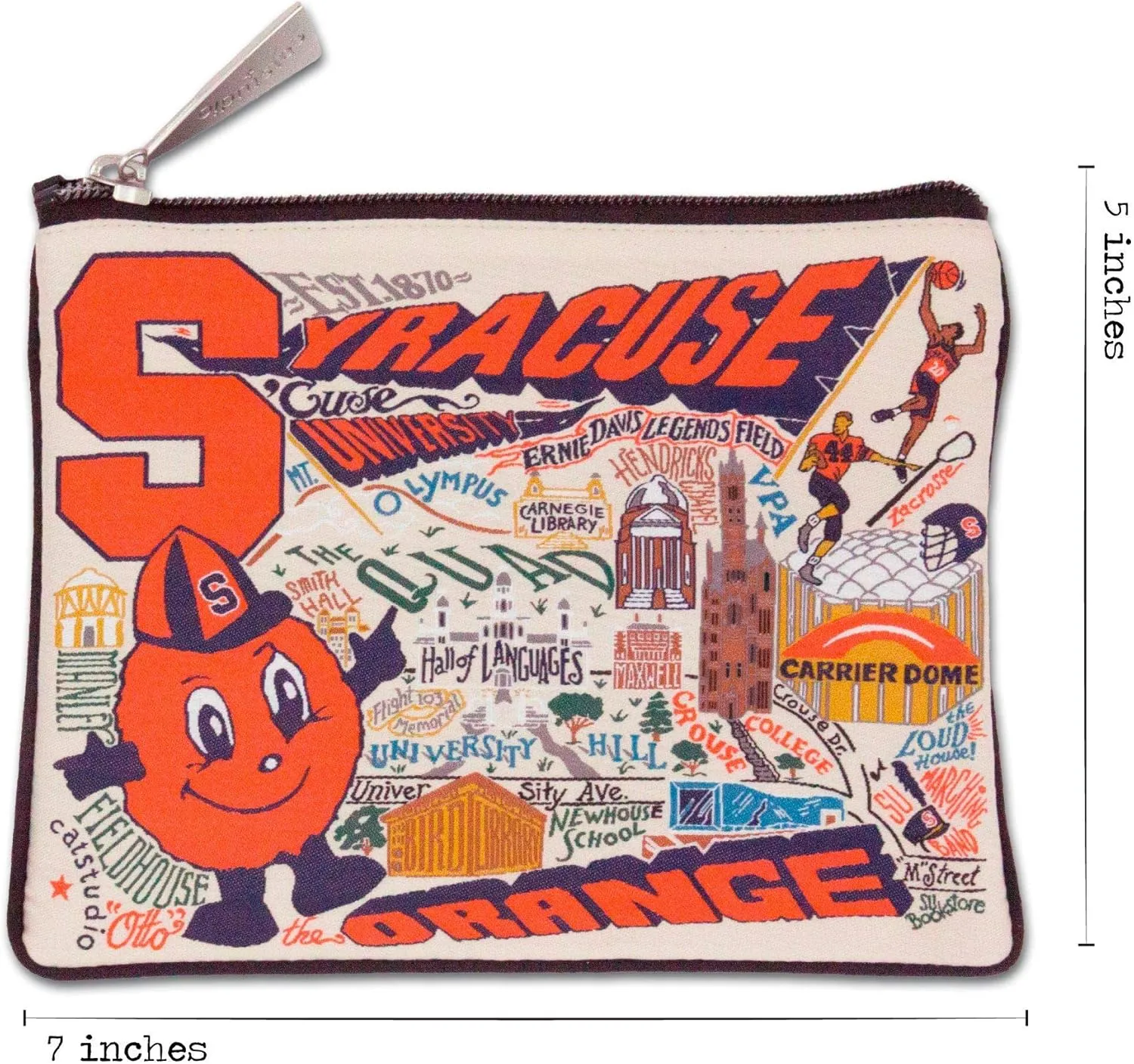 Catstudio Zipper Pouch, Syracuse University Travel Toiletry Bag, 5 x 7, Ideal Makeup Bag, Dog Treat Pouch, or Purse to Organize Supplies for Grads & Alumni