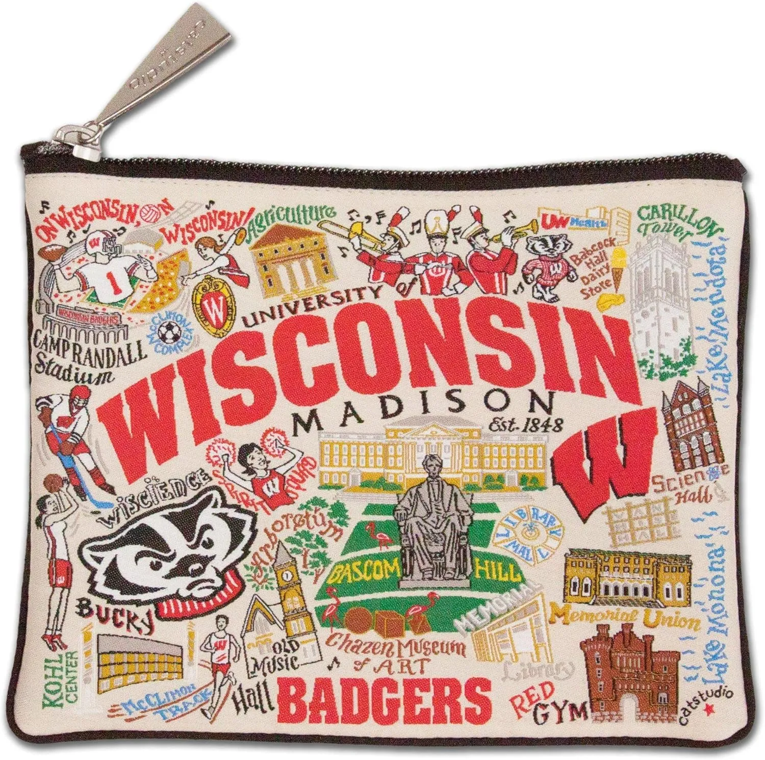 Catstudio Zipper Pouch, University of Wisconsin Travel Toiletry Bag, 5 x 7, Ideal Makeup Bag, Dog Treat Pouch, or Purse to Organize Supplies for Grads & Alumni