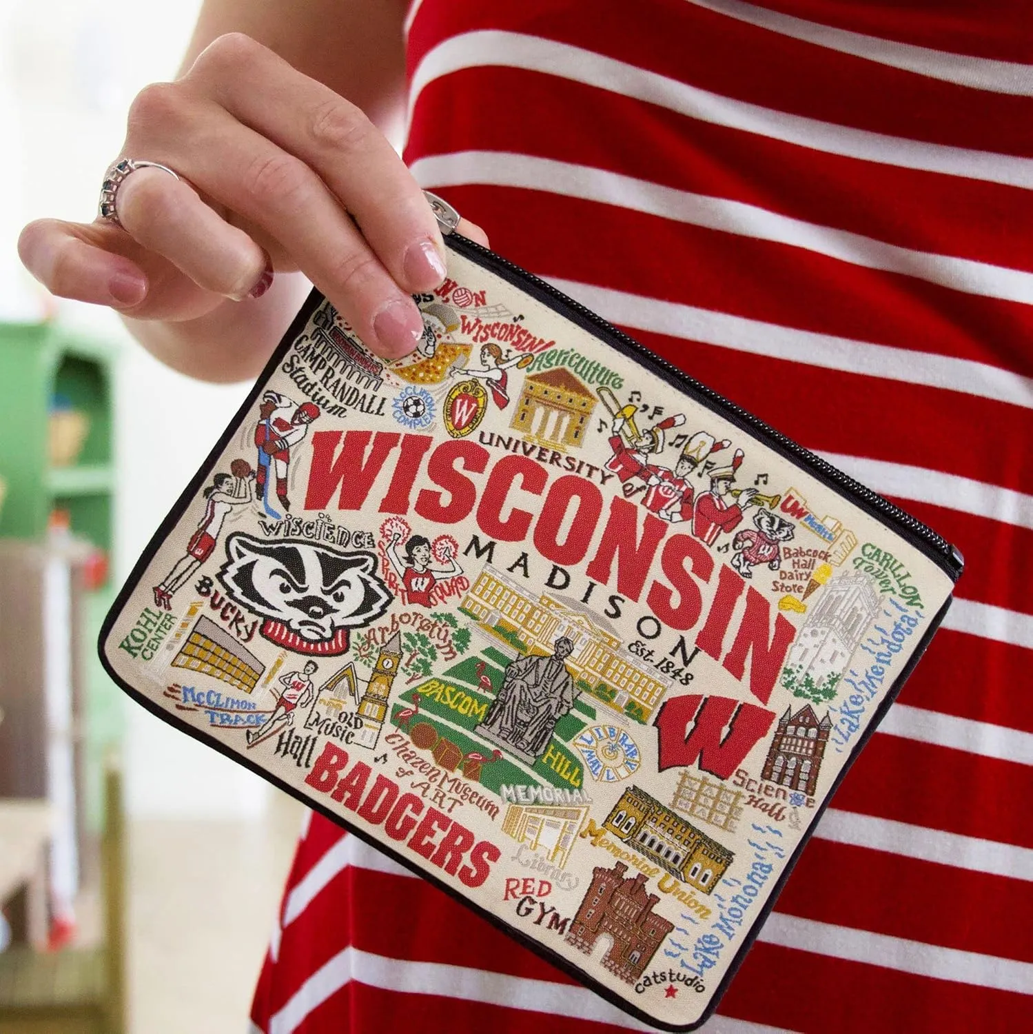 Catstudio Zipper Pouch, University of Wisconsin Travel Toiletry Bag, 5 x 7, Ideal Makeup Bag, Dog Treat Pouch, or Purse to Organize Supplies for Grads & Alumni