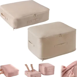 Cavanbrien, Cavanbrien Compression Bags, Ultra Space Saving Self Compression Organizer, 2025 New Cavanbrien Storage Tote for Comforters, Premium Comforter Compression Packaging Cube (2PC-Apricot)