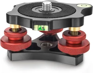 CAVIX Camera Leveler Tripod Leveling Base Tri-Wheel Head for Macro Photography Aluminum w Bubble Level 3 Axis Level with  /-5 Degree Precision Adjustment for DSLR Camera Rotator Panoramic Head LP-64