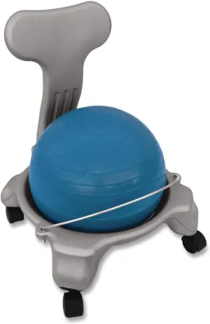 Champion Sports Exercise Ball Chair with Included Hand Air Pump: FitPro Balance Ball Chair with Wheels and Back Support – Multiple Styles