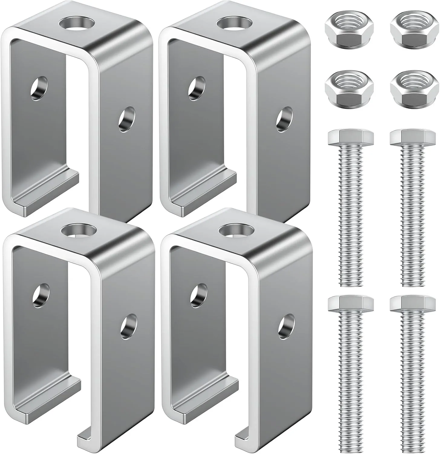 Channel Trolley Track Hanger Bracket Compatible for UNISTRUT Strut Channel,Heavy-Duty 1-5/8 Intermediate Support Hanger for All 1-5/8" Channel Trolley Track with Bolts and Nuts (4 Pack)