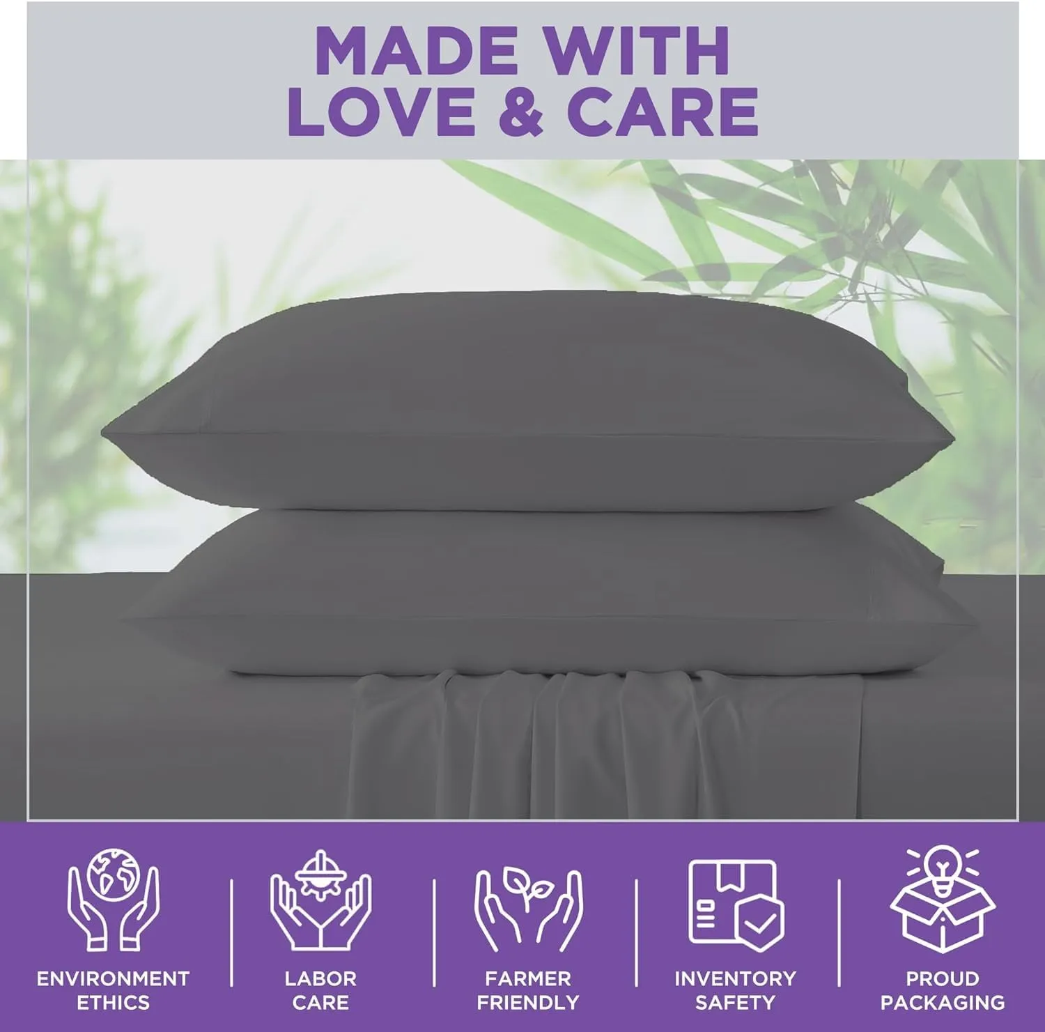 CharlottelyHues 1000 Thread Count Pillowcases Set of 2-100% Egyptian Cotton Pillow Cases with Long-Staple Combed Pillows for Sleeping, Soft & Silky Bed Pillow Cover (Dark Grey, Standard/Queen)