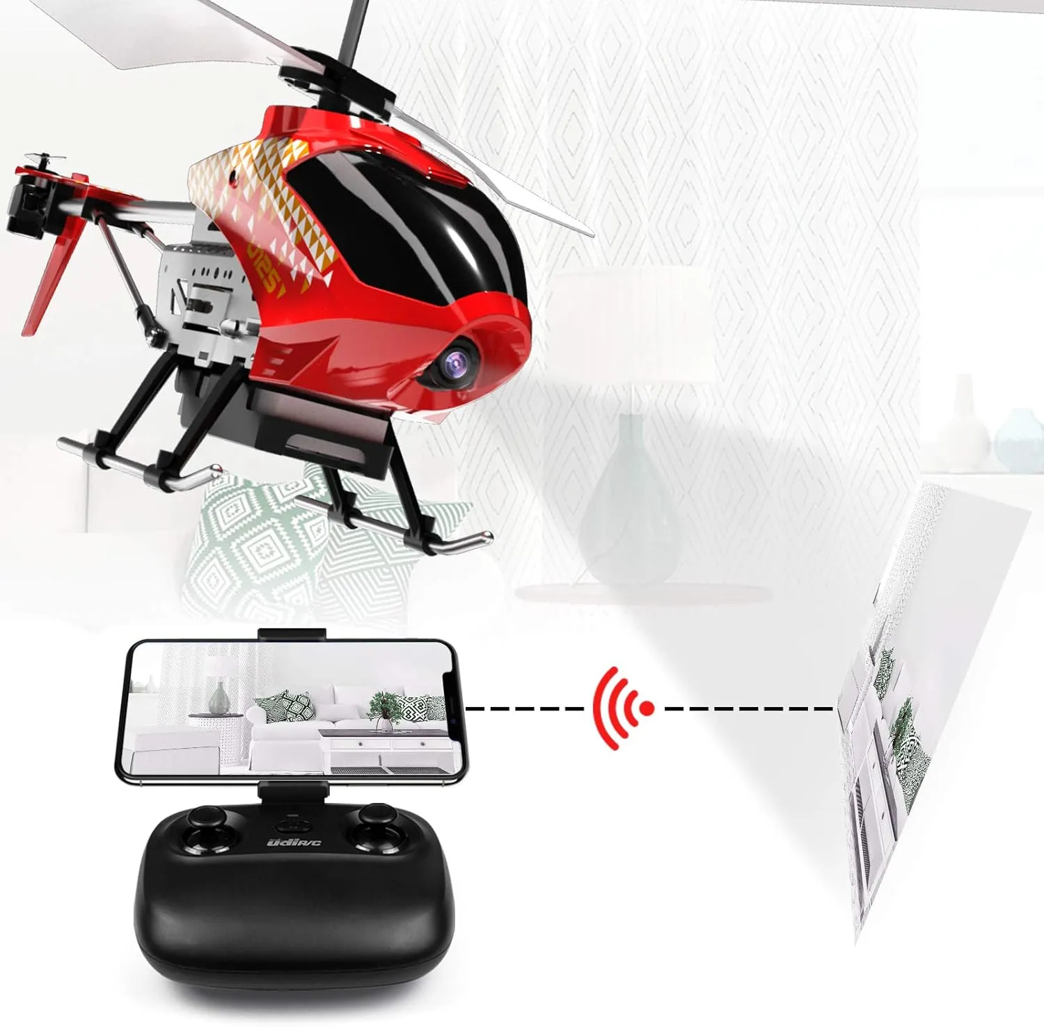 Cheerwing U12S Mini RC Helicopter with Camera Remote Control Helicopter for Kids and Adults (Red)