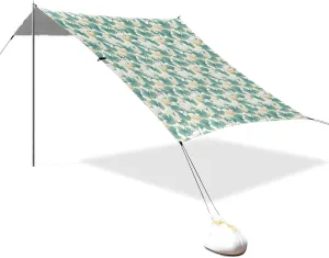 Chic Ginkgoes Beach Cabana Tent UPF50  Easy Setup Large Sun Shelter with Sandbags and Shovel for Family Trips, Picnics & Camping