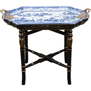 Chinoiserie Blue and White Porcelain Tray Table - Blue Willow 14203