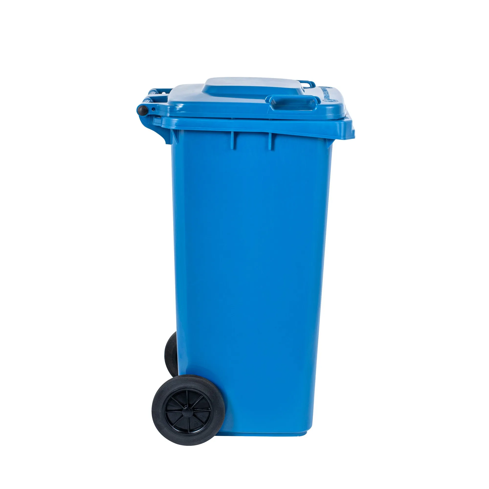 Clean Tek Professional 32 gal Rectangle Blue Plastic Wheeled Recycling Bin - with Lid - 22 1/2" x 19" x 37 1/2" - 1 count box