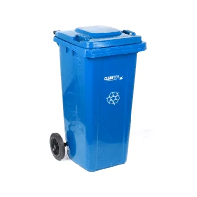 Clean Tek Professional 32 gal Rectangle Blue Plastic Wheeled Recycling Bin - with Lid - 22 1/2" x 19" x 37 1/2" - 1 count box