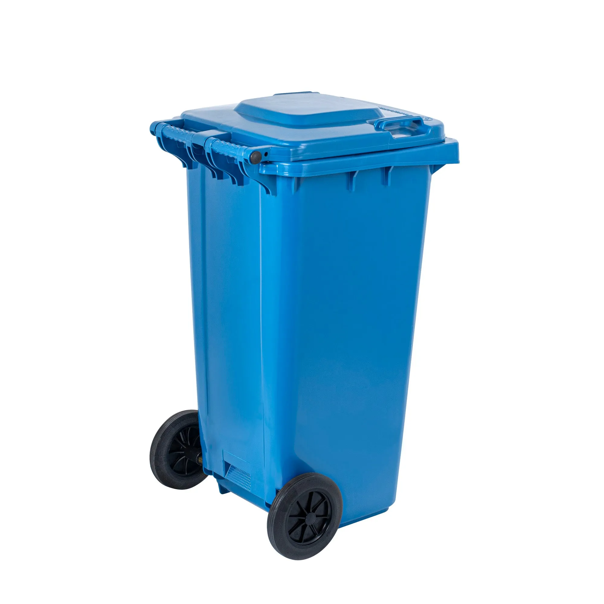 Clean Tek Professional 32 gal Rectangle Blue Plastic Wheeled Recycling Bin - with Lid - 22 1/2" x 19" x 37 1/2" - 1 count box