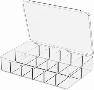 Clear Acrylic Makeup Organizer with Cover - 12 Compartments Cosmetic and Jewelry Organizer for Vanity and Desk Storage
