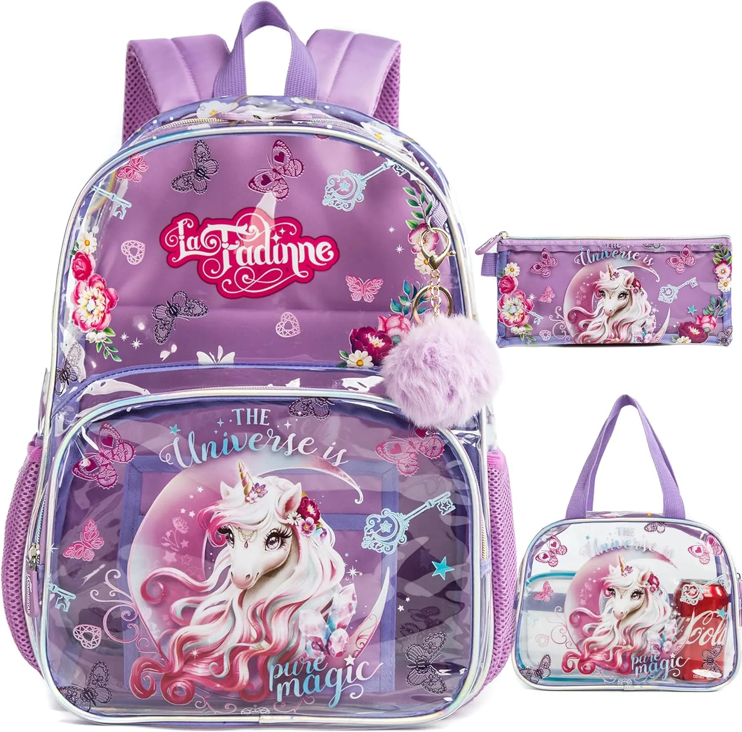 Clear Backpack Kids, Heavy Duty Transparent Bookbag for Girls and Boys, See Through School Backpack with Lunch Box Set