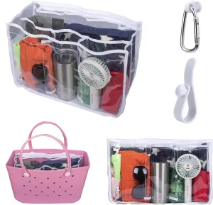 Clear Beach Bag Organizer Compatible with Bogg Bag X Large Size, TPU Insert Divider Liner for XL Bogg Bag Accessories (Clear-White)