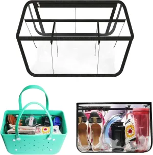 Clear Beach Bag Organizer for Bogg Bag Accessories Compatible with Bogg Bag XL PVC Organizing Your Bags and Divide Space Black
