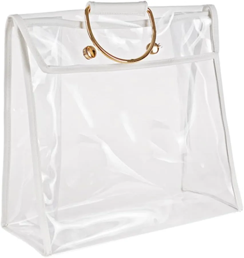 Clear Handbag Protector Organizer Durable Transparent Bag with Hook for Women Fashionable Storage for Purses Accessories and More