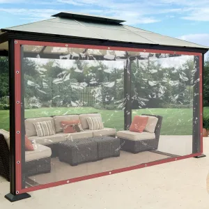 Clear Waterproof Tarps Garden Rainproof Covering, PVC Vinyl Transparent Tarpaulin Commercial Heavy Duty Clear Insulation Curtain for Covering Porches Canopy Patios Agriculture Plant Camping (8*20FT)