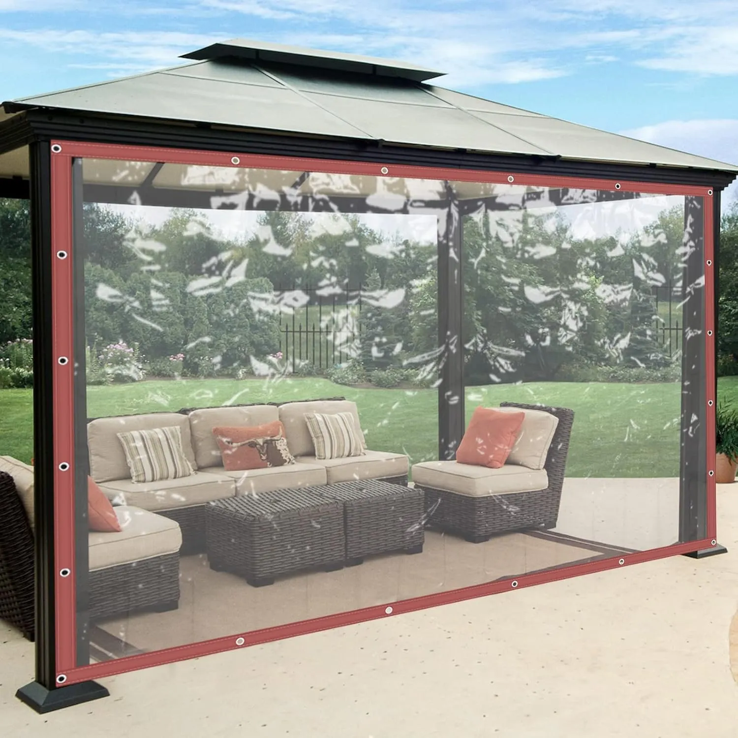 Clear Waterproof Tarps Garden Rainproof Covering, PVC Vinyl Transparent Tarpaulin Commercial Heavy Duty Clear Insulation Curtain for Covering Porches Canopy Patios Agriculture Plant Camping (8*20FT)