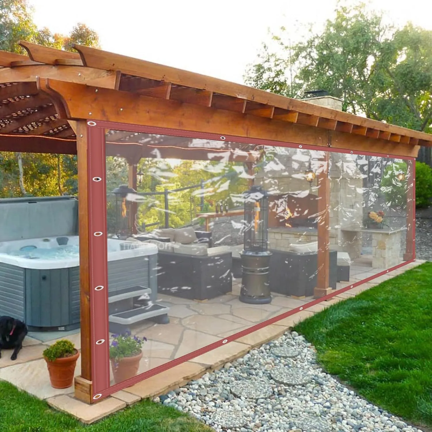 Clear Waterproof Tarps Garden Rainproof Covering, PVC Vinyl Transparent Tarpaulin Commercial Heavy Duty Clear Insulation Curtain for Covering Porches Canopy Patios Agriculture Plant Camping (8*20FT)