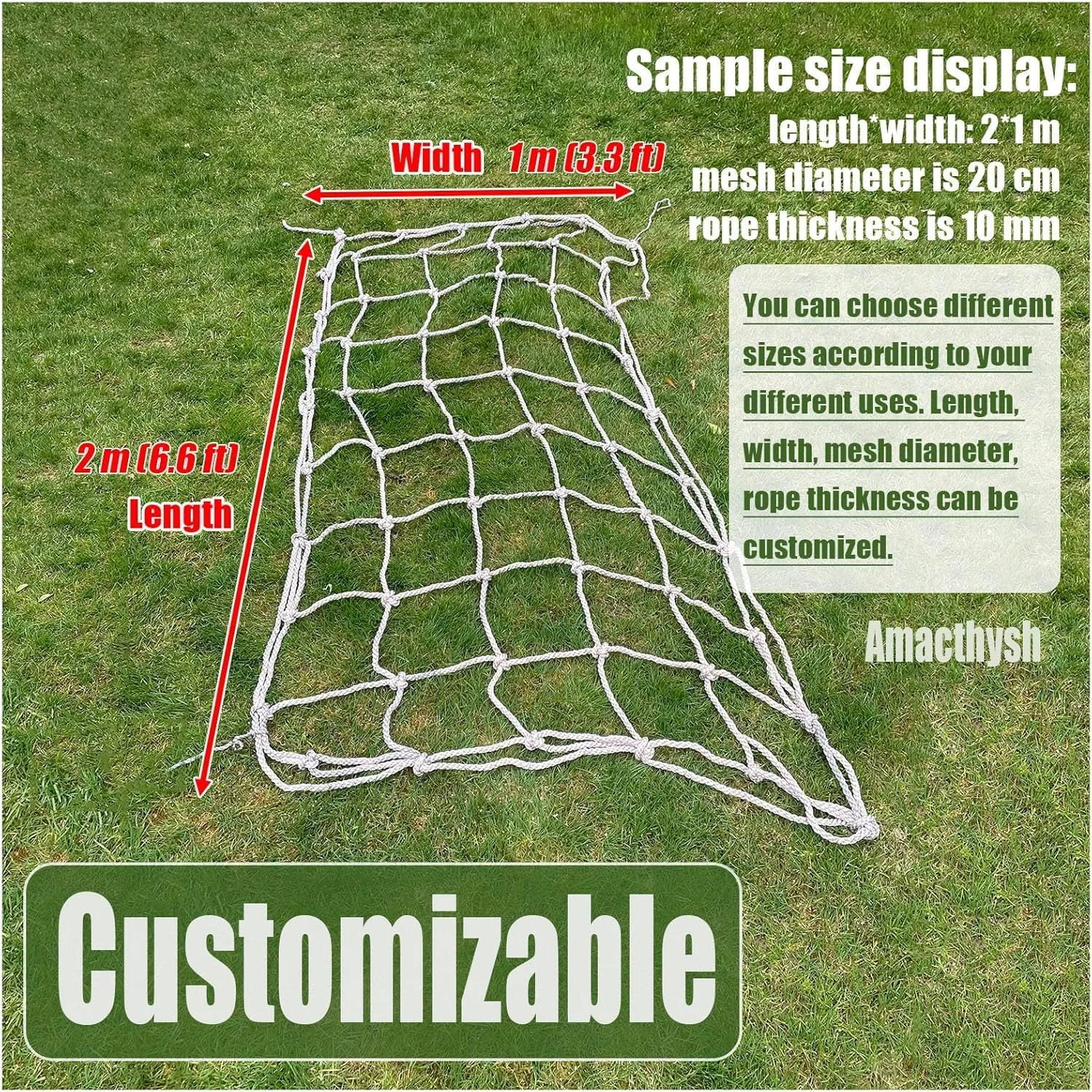 Climbing Frame Net for Kids Adults – Heavy-Duty Hemp Rope Netting for Outdoor Playground, Cargo Climbing Nets,Backyard Playset, Adventure Play Mesh(21.3*27.9ft)