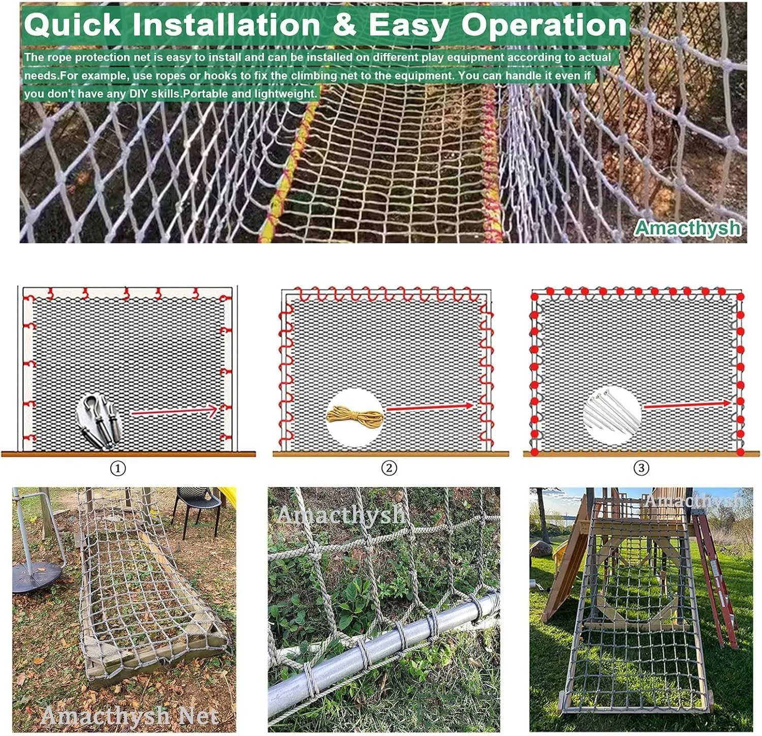 Climbing Frame Net for Kids Adults – Heavy-Duty Hemp Rope Netting for Outdoor Playground, Cargo Climbing Nets,Backyard Playset, Adventure Play Mesh(21.3*27.9ft)