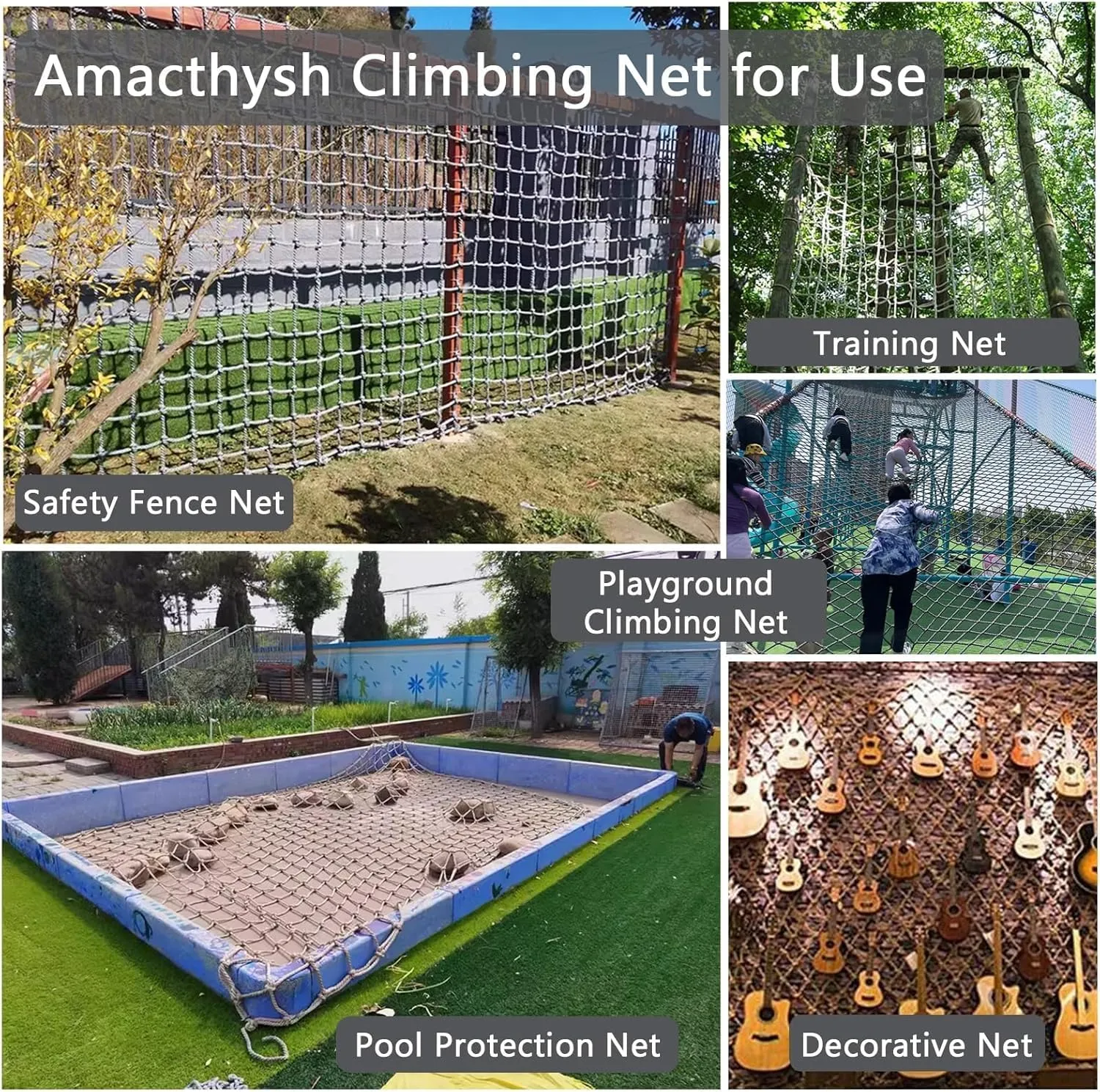 Climbing Frame Net for Kids Adults – Heavy-Duty Hemp Rope Netting for Outdoor Playground, Cargo Climbing Nets,Backyard Playset, Adventure Play Mesh(21.3*27.9ft)