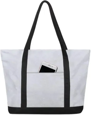 Color Mushroom Fungus Plant Printing Tote Bag Tote Bag for Women Reusable Grocery Shopping Cloth Bags with Zipper Large Capacity Foldable Handbag Gym Bag for Gift Activity
