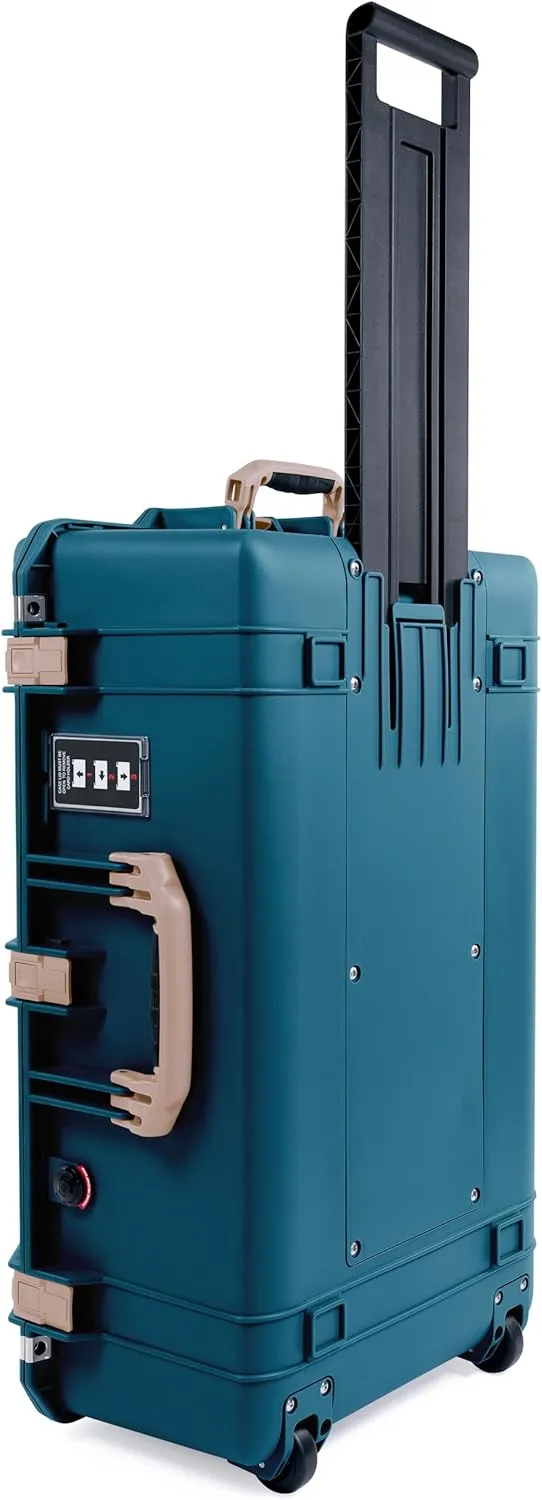 ColorCase Pelican 1595 Case Indigo - Large Sized Waterproof Case with Combo Pouch Lid Organizer- Desert Tan Handles & Latches
