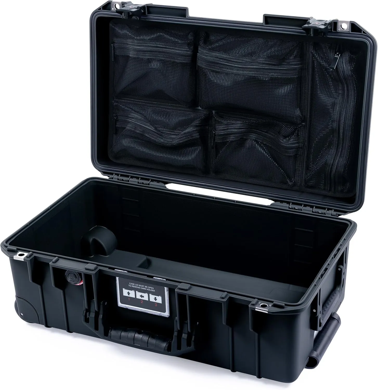 ColorCase Pelican Air 1535 Carry-on Case Black - Medium Size Waterproof Case with Mesh Lid Organizer Only - Black Handles & TSA Locking Latches