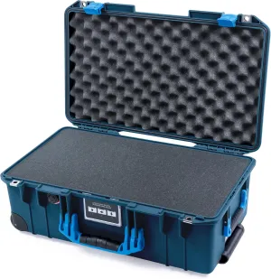 ColorCase Pelican Air 1535 Carry-on Case Deep Pacific Blue - Medium Size Waterproof Case with Pick & Pluck Foam & Convoluted Lid Foam - Blue Handles & Latches