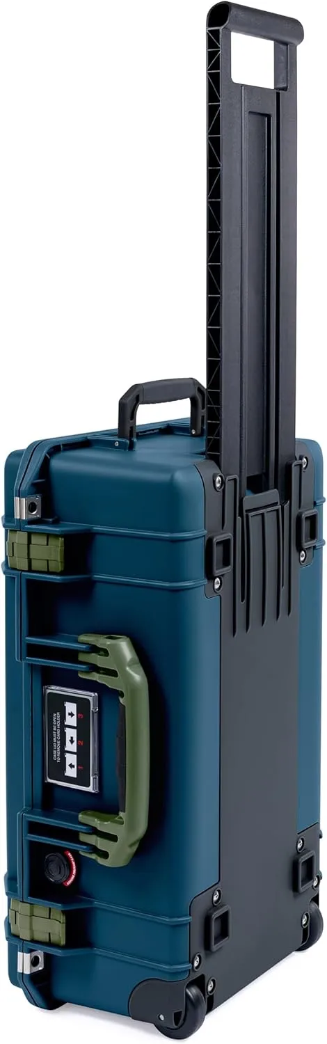 ColorCase Pelican Air 1535 Carry-on Case Deep Pacific Blue - Medium Size Waterproof Case with Pick & Pluck Foam & Convoluted Lid Foam - OD Green Handles & Latches