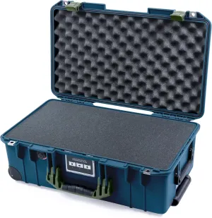 ColorCase Pelican Air 1535 Carry-on Case Deep Pacific Blue - Medium Size Waterproof Case with Pick & Pluck Foam & Convoluted Lid Foam - OD Green Handles & Latches