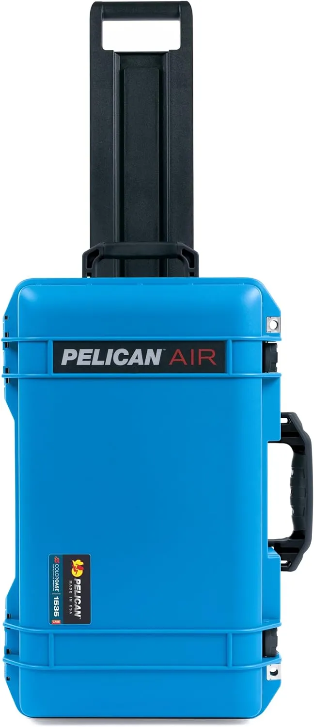 ColorCase Pelican Air 1535 Carry-on Case Electric Blue - Medium Size Waterproof Case with TrekPak Divider System & Convoluted Lid Foam - Black Handles & TSA Locking Latches