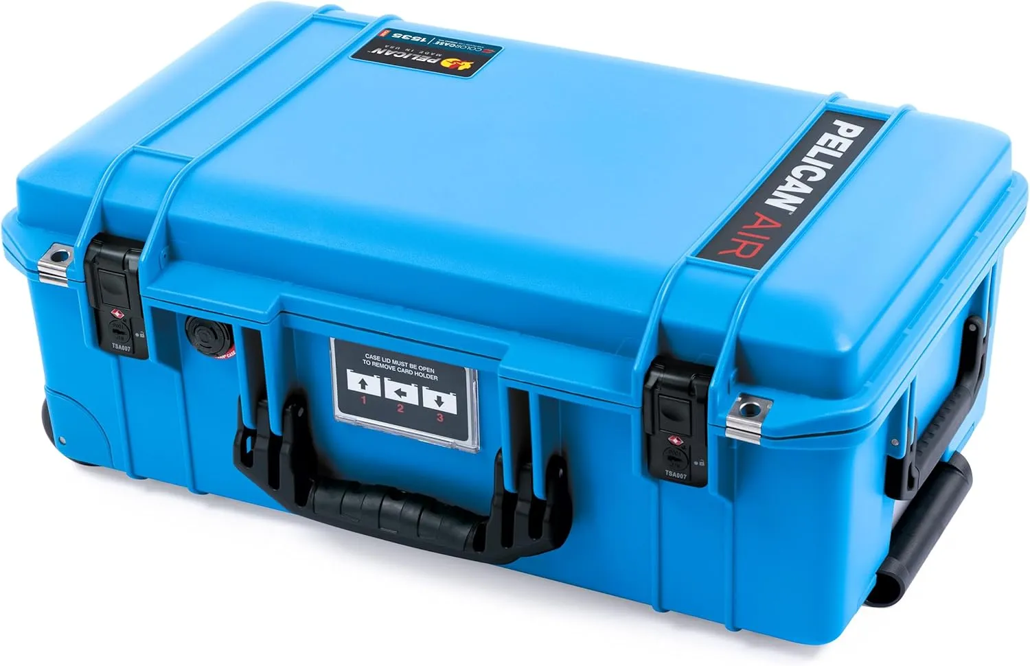 ColorCase Pelican Air 1535 Carry-on Case Electric Blue - Medium Size Waterproof Case with TrekPak Divider System & Convoluted Lid Foam - Black Handles & TSA Locking Latches