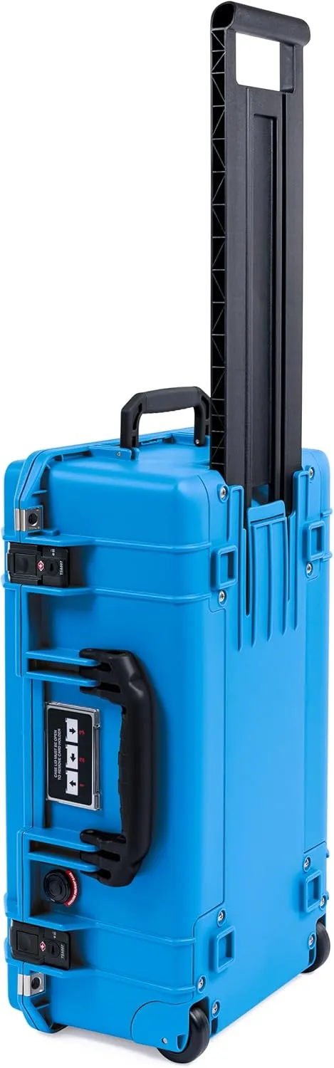 ColorCase Pelican Air 1535 Carry-on Case Electric Blue - Medium Size Waterproof Case with TrekPak Divider System & Convoluted Lid Foam - Black Handles & TSA Locking Latches